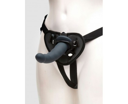 Черный страпон с вибрацией Feel It Baby Strap-On Harness Kit - 17,8 см.