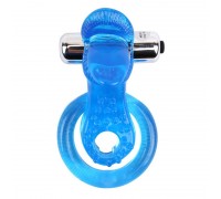 Синее эрекционное виброкольцо Tongue Cockring