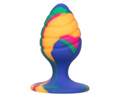 Яркая анальная пробка Cheeky Medium Swirl Tie-Dye Plug - 7,5 см.
