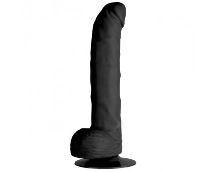 Чёрный вибратор-реалистик с присоской PURRFECT SILICONE DELUXE ONE TOUCH 8INCH - 20 см.