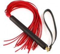 Красная лаковая плеть MIX с черной ручкой - 47 см.