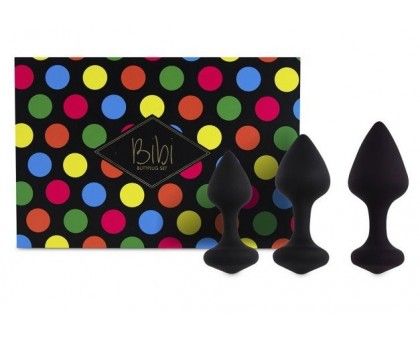 Набор из 3 черных анальных пробок Bibi Butt Plug Set