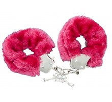 Красные меховые наручники с ключиками Furry Handcuffs