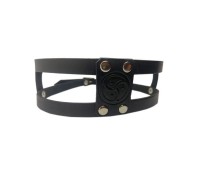 Черный кожаный ошейник  Трискель 