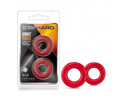 Набор из 2 красных эрекционных колец Stay Hard Donut Rings
