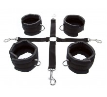 Регулируемые мягкие манжеты на запястья и лодыжки с соединительной крестовиной Hog Tie Cuff Set