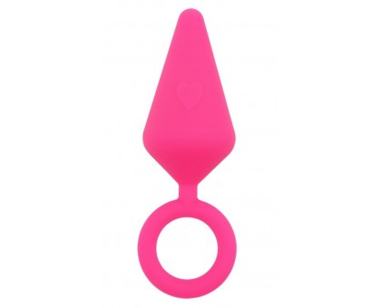 Розовая анальная пробка с кольцом Candy Plug L - 13,2 см.