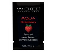 Лубрикант с ароматом клубники Wicked Aqua Strawberry - 3 мл.