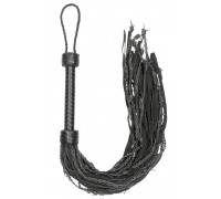 Черная многохвостая плетеная плеть Leather Suede Barbed Wired Flogger - 76 см.
