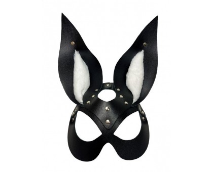 Черная маска зайки с белым мехом на ушках Miss Bunny