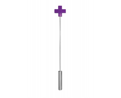 Фиолетовая шлёпалка Leather  Cross Tiped Crop с наконечником-крестом - 56 см.