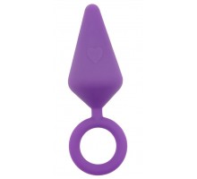Фиолетовая анальная пробка с кольцом Candy Plug M - 10,1 см.