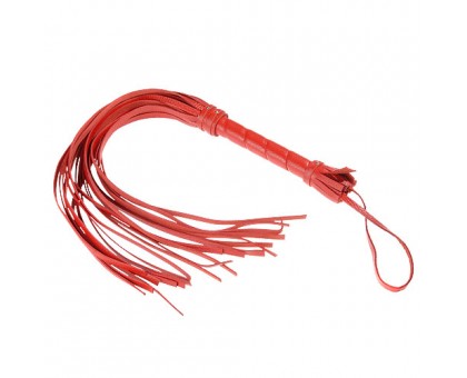 Гладкая красная плеть из кожи с жесткой рукоятью - 65 см.