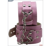 Розовые кожаные наручники с фиксацией
