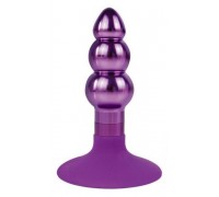Фиолетовая анальная пробка-елочка с круглым ограничителем - 9 см.