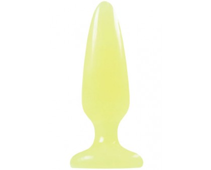 Желтая анальная пробка, светящаяся в темноте, Firefly Pleasure Plug Small - 10,1 см.