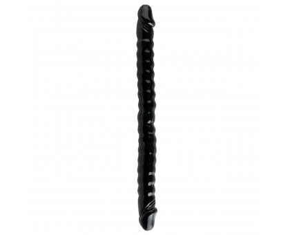 Черный двухголовый фаллоимитатор Basix Rubber Works 18  - 45 см.