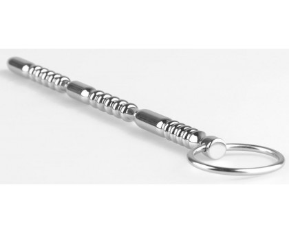 Серебристый фигурный уретральный стимулятор - 20,5 см.