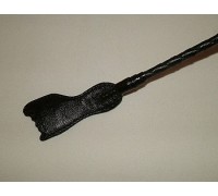 Чёрный стек с плетеной ручкой и наконечником-ступнёй - 70 см.
