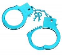 Голубые пластиковые наручники  Блеск 