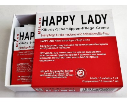 Набор из 10 пробников крема для усиления возбуждения у женщины Happy Lady