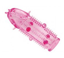 Розовая насадка на пенис с закрытой головкой - 11,5 см.