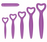 Набор фиолетовых вагинальных расширителей с вибропулей Silicone Vaginal Dilator Set