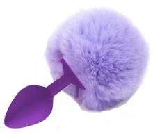 Фиолетовая анальная пробка с пушистым сиреневым хвостиком зайки