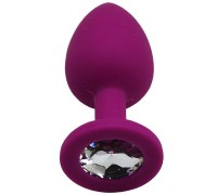 Пурпурная анальная пробка с фиолетовым кристаллом - 7,4 см.