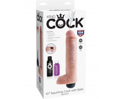 Фаллоимитатор King Cock 10  Squirting Cock с эффектом эякуляции - 25,4 см.