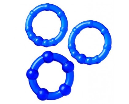 Набор из 3 синих силиконовых эрекционных колец разного размера