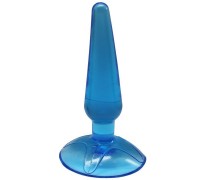 Голубая анальная пробка Butt Plug на присоске - 11 см.