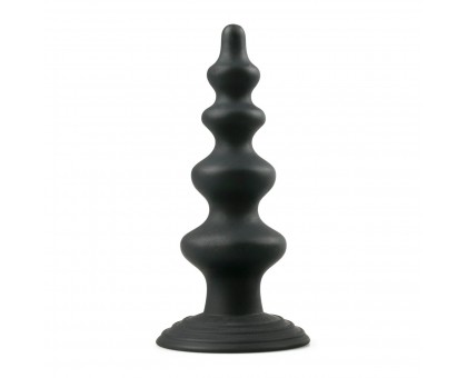Чёрная фигурная анальная ёлочка Beaded Cone - 13,5 см.