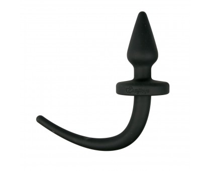 Черная пробка-конус Dog Tail Plug с хвостом