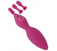 Ярко-розовый клиторальный вибратор с 3 насадками Spot Vibrator with 3 Tips - 17,9 см.