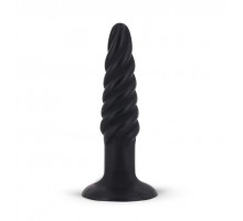 Анальная пробка со спиралевидным рельефом MENZSTUFF SPIRAL PLUG BLACK - 11,5 см.