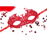 Красная ажурная текстильная маска  Андреа 