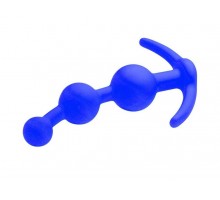Синяя анальная цепочка из 3 звеньев - 13 см.