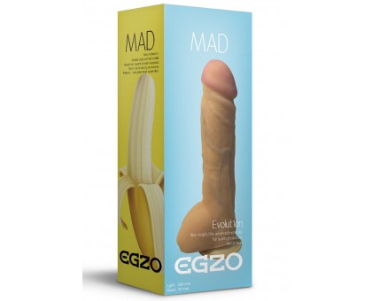 Большой реалистичный фаллоимитатор Mad Banana с мошонкой - 23,5 см.