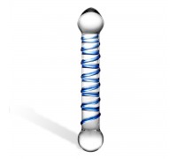 Прозрачный фаллос с голубой спиралью Spiral Dildo - 17 см.