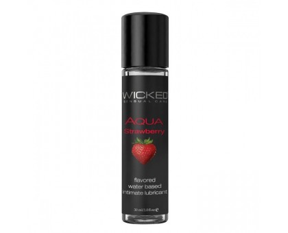 Лубрикант с ароматом клубники Wicked Aqua Strawberry - 30 мл.