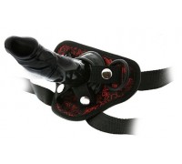 Черно-красные трусики STRAP-ON DILDO с насадкой - 14,5 см.