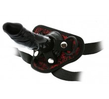 Черно-красные трусики STRAP-ON DILDO с насадкой - 14,5 см.