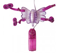 Фиолетовая вибробабочка на ремешках с пультом управления вибрацией