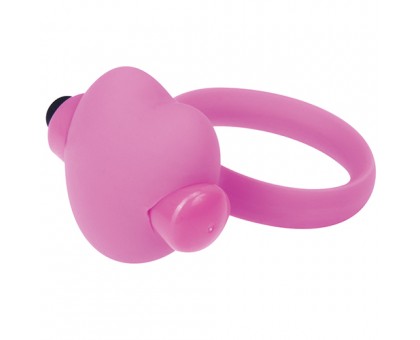 Розовое эрекционное виброкольцо с сердечком HEART BEAT COCKRING SILICONE