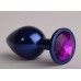 Синяя анальная пробка с фиолетовым кристаллом - 8,2 см.
