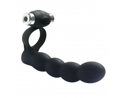 Черная вибронасадка для двойного проникновения Double Penetration Beads
