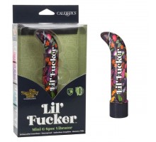 Черный мини-вибратор с цветочным принтом Lil Fucker Mini G-Spot Vibrator - 12,75 см.