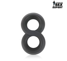 Черное силиконовое эрекционное кольцо Sex Expert в виде восьмерки