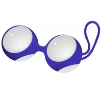 Белые стеклянные вагинальные шарики Ben Wa Medium в синей оболочке
